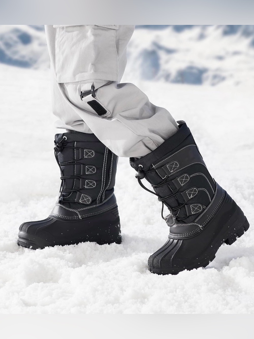 Unisex Kids Size 10Waterproof Winter Warm Boots faux Fur Lined Anti Slip Outsole